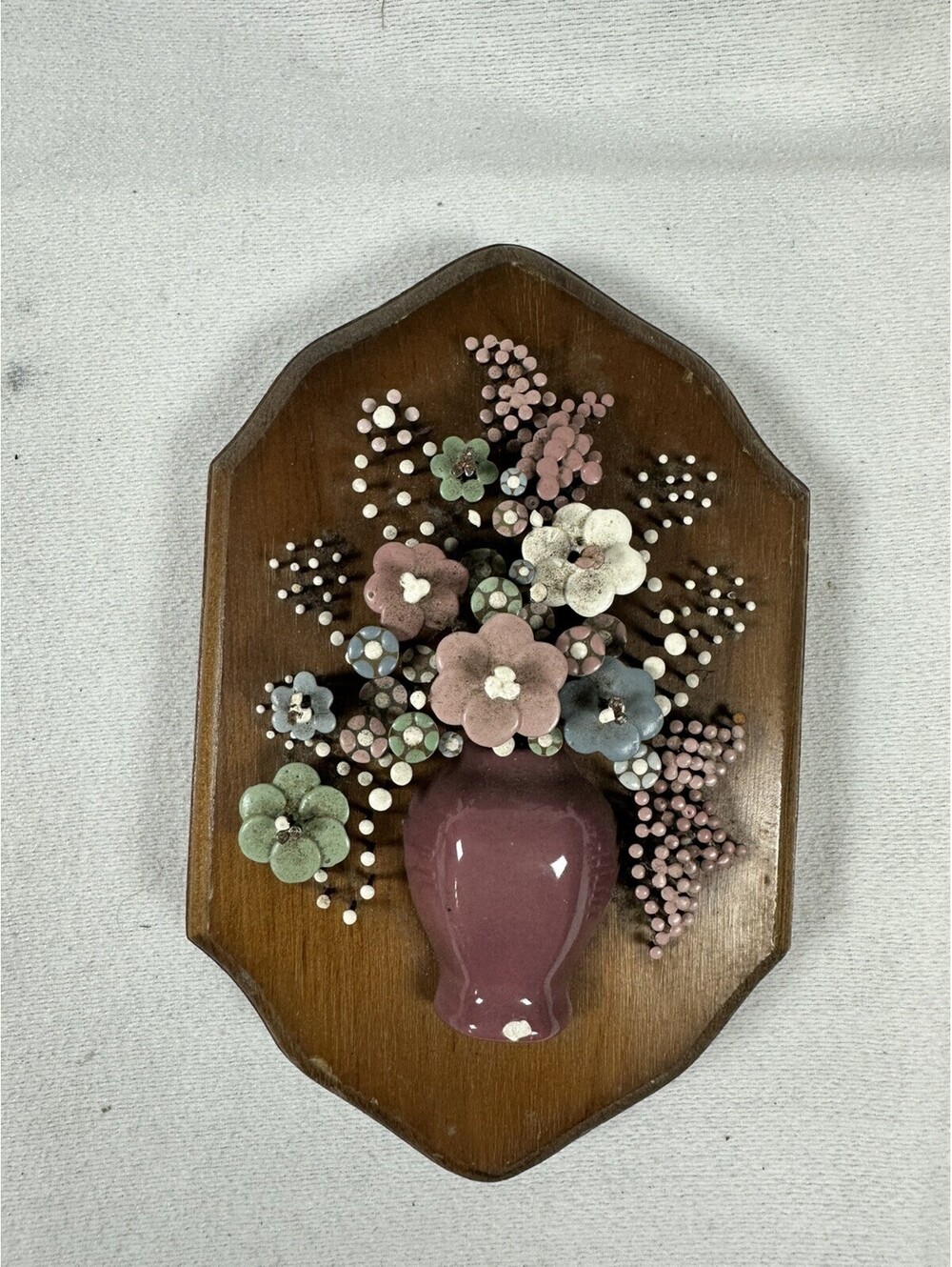 VTG 1975 Pol-O-Craft Nails In Bloom Clover Cluster 3D Wall Plaque Cottagecore